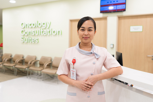Cancer survivor with nurse